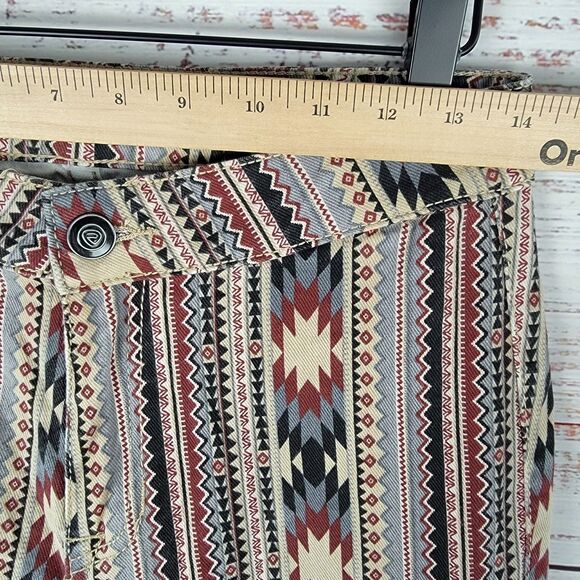 Rock & Roll Bargain Button Bell Bottom Jeans Womens 28 x 34 Cowgirl Aztec Flare - Picture 6 of 11